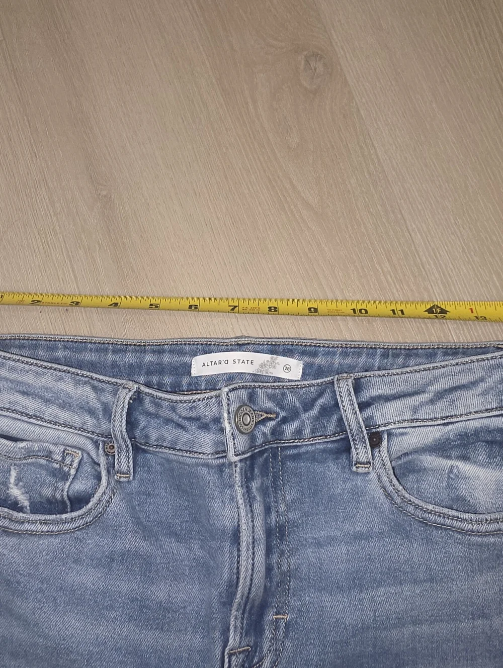 Altard State Flare Distressed High Rise Blue Jeans Size 28 - Picture 8 of 8